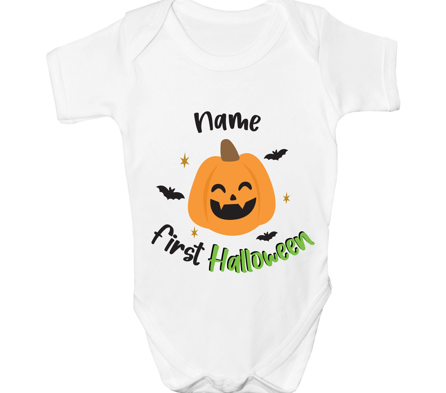 Personalised Halloween Baby Grow First Pumpkin Bodysuit Any Name Vest ...