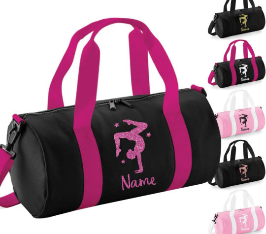Personalised Dance Barrel Bag Gymnastics Girls Glitter Childrens School ...