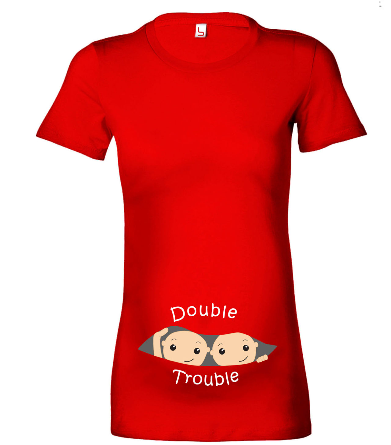 Womens Double Trouble Twins Maternity T-Shirt Pregnancy T Shirt Gift ...